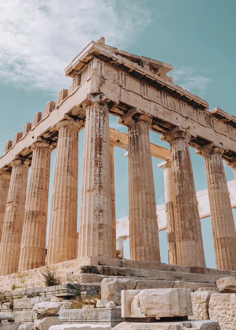 The Parthenon against a clear sky on the Athenian Acropolis